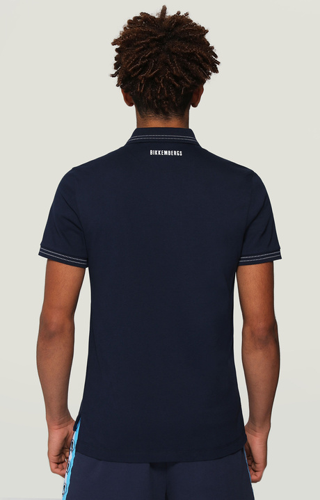 Men's polo shirt with asymmetric hem, BLUE Men's polo shirt with asymmetric hem, BLUE, hi-res-1