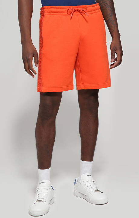 Men's fleece shorts with contrast inserts, ORANGE, hi-res-1