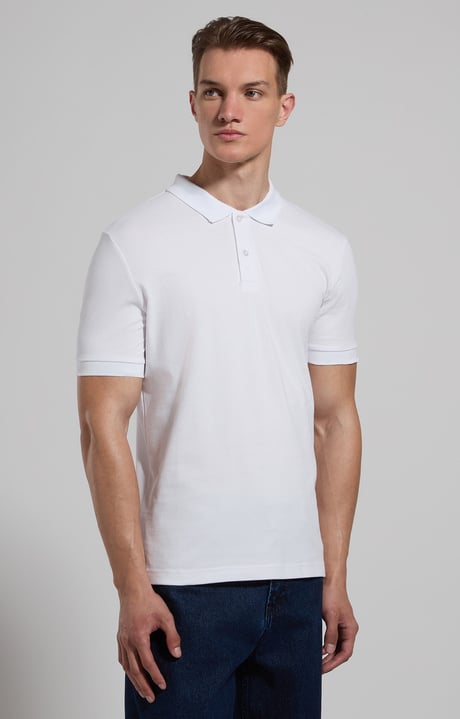 Men’s polo with tape detail, WHITE Men’s polo with tape detail, WHITE, hi-res-1