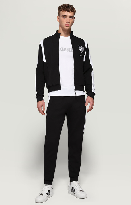 Men's sweatshirt in technical fabric, BLACK/WHITE, hi-res-1