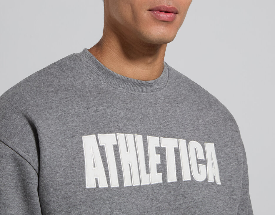 Men's grey loose-fit cotton sweatshirt, GREY MELANGE MID/LIGH, hi-res-1