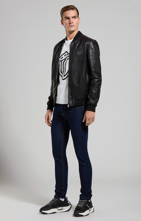 Jeans uomo slim fit logo posteriore, L1 RINSE BLUE DENIM, hi-res-1