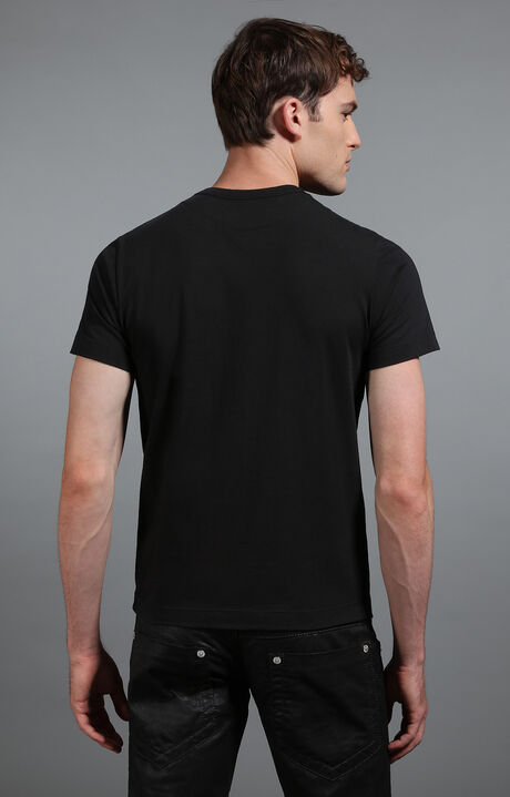 Men's black cotton t-shirt, BLACK, hi-res-1