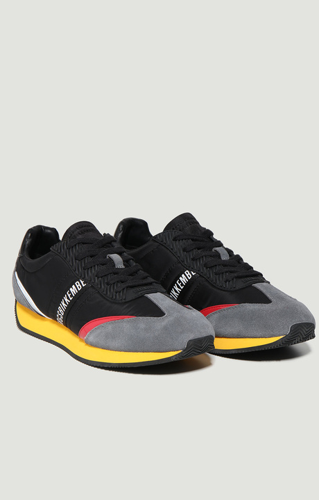 Multi-material men's sneakers - Jogger, BLACK/LAVAGNA, hi-res-1