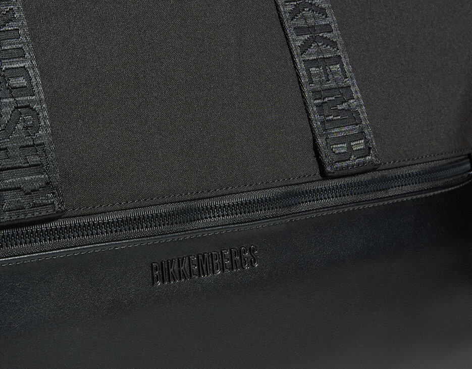 Men's BKK Star travel duffel with leather-effect details, BLACK, hi-res-1