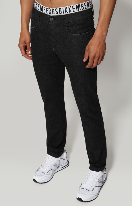 Men's slim fit jeans printed on back, BLUE DENIM, hi-res-1