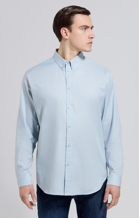 Men's shirt with embroidery and intarsia, CELESTIAL BLUE, hi-res-1
