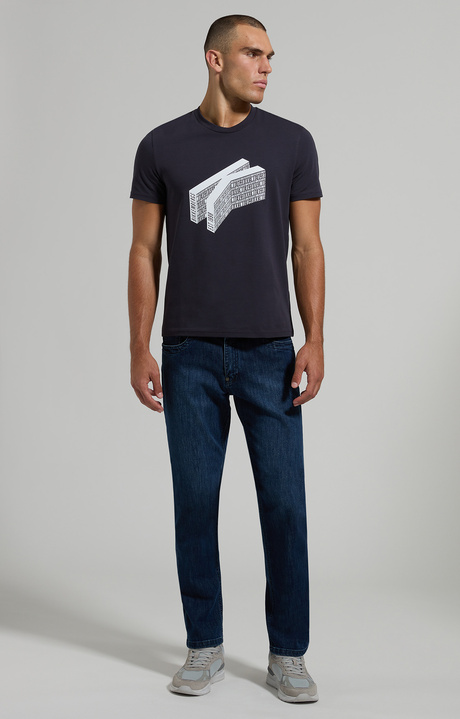 Men's slim fit print T-shirt, BLUE GRAPHITE, hi-res-1