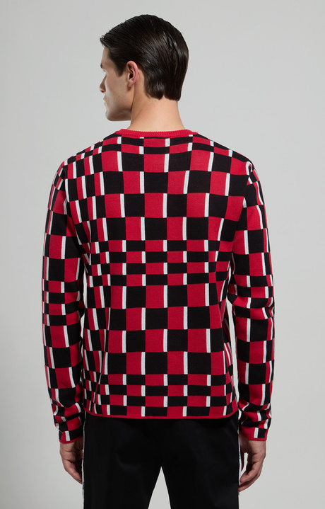 Men's checkerboard pullover, POMPEIAN RED Men's checkerboard pullover, POMPEIAN RED, hi-res-1