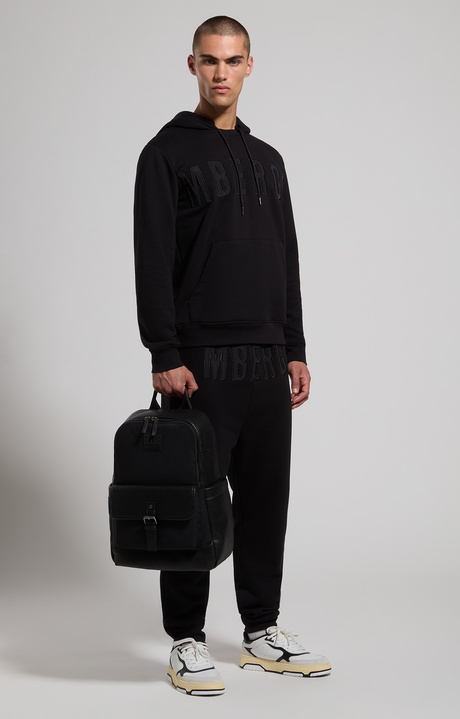 Men's embroidered hoodie, BLACK, hi-res-1