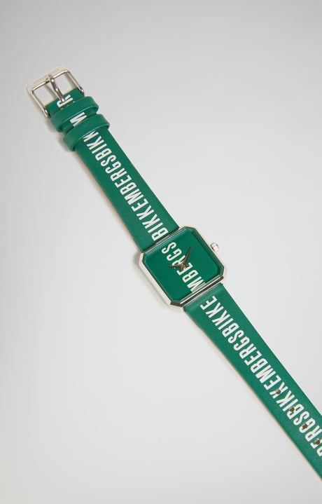 Watch with leather band, GREEN Watch with leather band, GREEN, hi-res-1