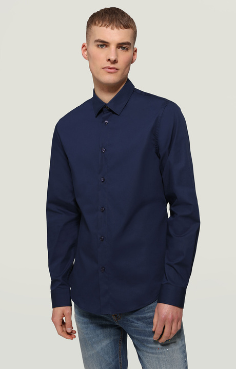 Men's shirt with printed yoke, BLUE, hi-res-1