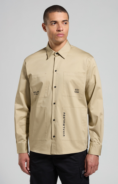 Gabardine men's shirt, OLIVE GREY, hi-res-1