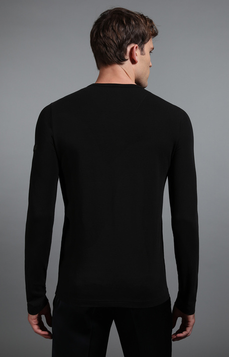 Men's black long sleeve t-shirt, BLACK, hi-res-1
