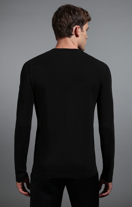 T-shirt nera uomo maniche lunghe , BLACK, hi-res-1