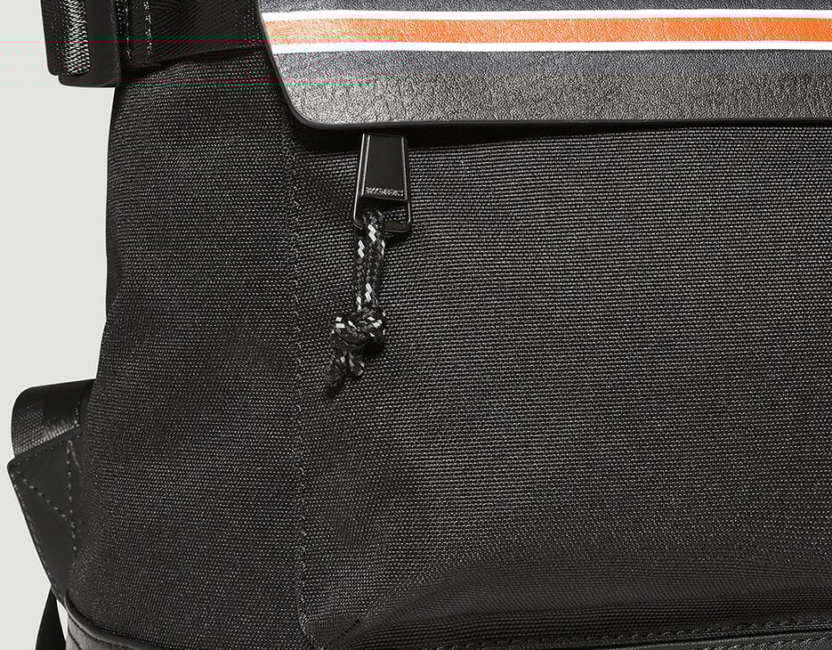 Men's Backpack Bounce in technical fabric, BLACK/ORANGE Men's Backpack Bounce in technical fabric, BLACK/ORANGE, hi-res-1
