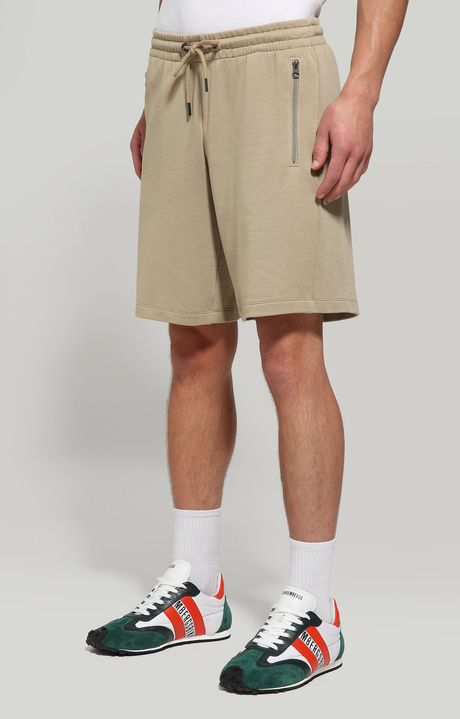 Men's fleece shorts with patch, DARK BEIGE, hi-res-1