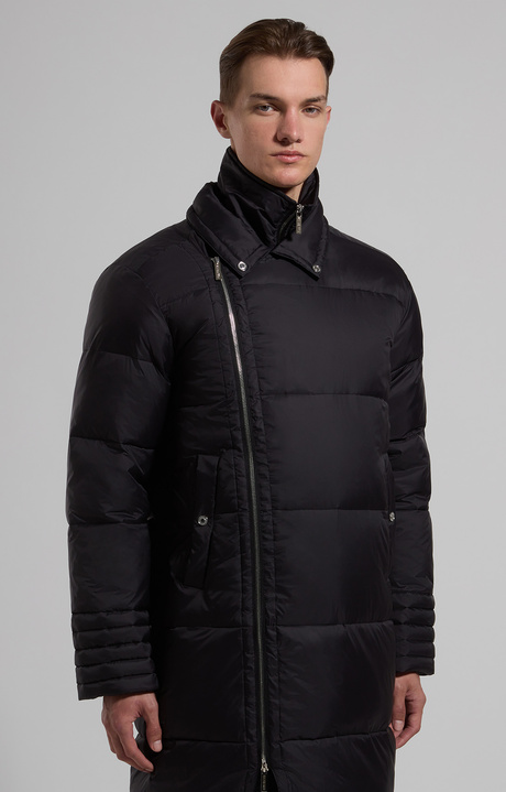 Men’s puffer jacket with lapels, BLACK, hi-res-1