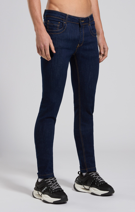 Jeans uomo slim fit logo posteriore, L1 RINSE BLUE DENIM, hi-res-1