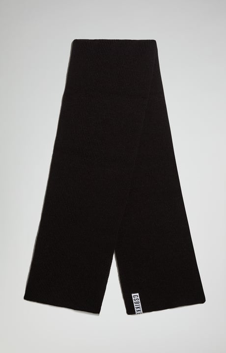 Men's scarf with tape detail, BLACK Men's scarf with tape detail, BLACK, hi-res-1
