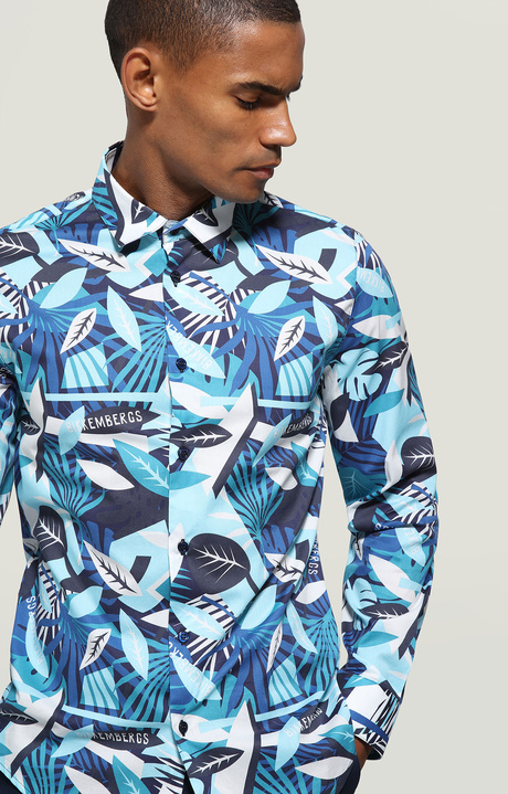 Men's shirt - tropical print, TROPICAL BLUE, hi-res-1