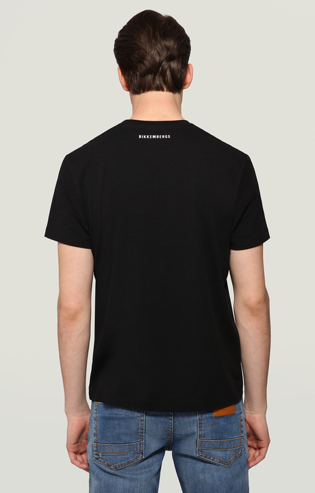 Men's T-shirt with shiny textured print, BLACK Men's T-shirt with shiny textured print, BLACK, hi-res-1