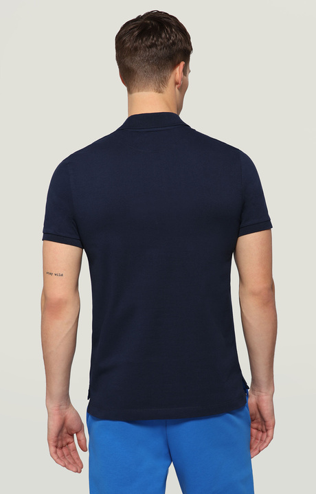 Men's polo shirt with textured print, BLUE Men's polo shirt with textured print, BLUE, hi-res-1