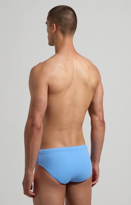 Men's swim briefs - tape on side, BLUE Men's swim briefs - tape on side, BLUE, hi-res-1