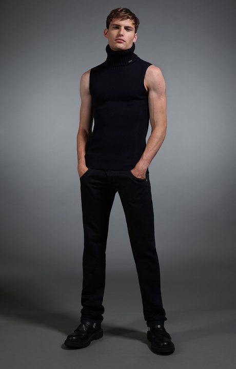 Blue Men's sleeveless turtleneck