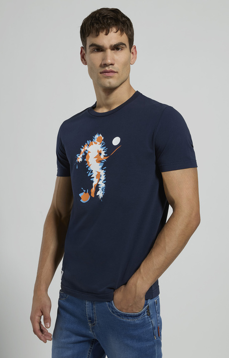 Men's soccer-print T-shirt, BLACK IRIS, hi-res-1