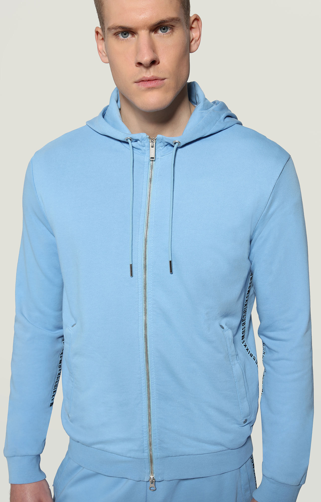 light blue men's zip hoodie