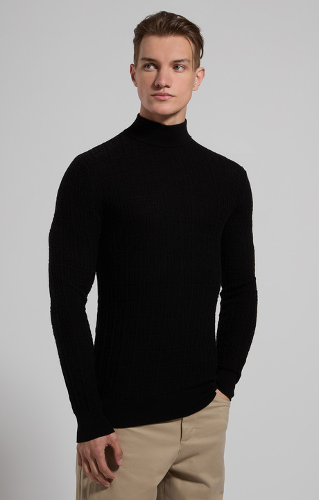Men’s turtleneck with all-over logo, BLACK, hi-res-1