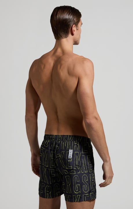Men's pencil print boardshorts, BLACK Men's pencil print boardshorts, BLACK, hi-res-1