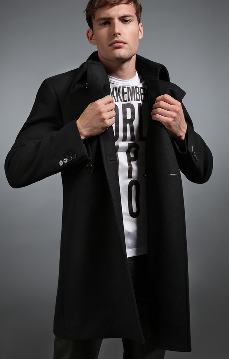 Cappotto uomo in lana nera, BLACK, hi-res-1