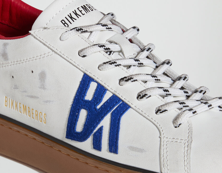Men's Recoba M distressed leather sneakers, WHITE, hi-res-1