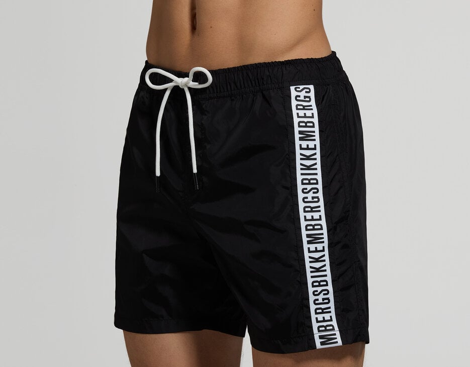 Men's swim shorts - tape insert, BLACK Men's swim shorts - tape insert, BLACK, hi-res-1