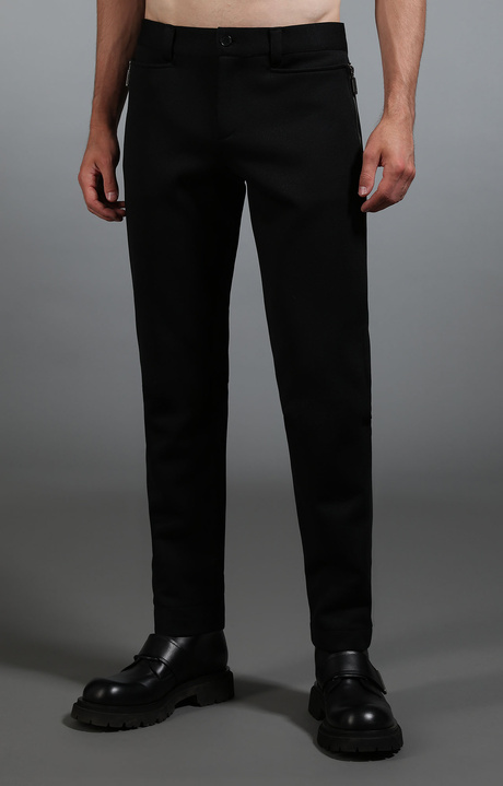 Pantaloni uomo nero con tasche zip, BLACK, hi-res-1