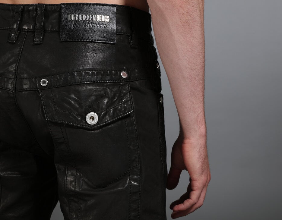 Men's black leather jeans, BLACK Men's black leather jeans, BLACK, hi-res-1