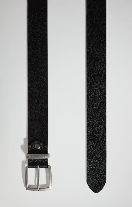 Men's pebbled leather belt, BLACK Men's pebbled leather belt, BLACK, hi-res-1