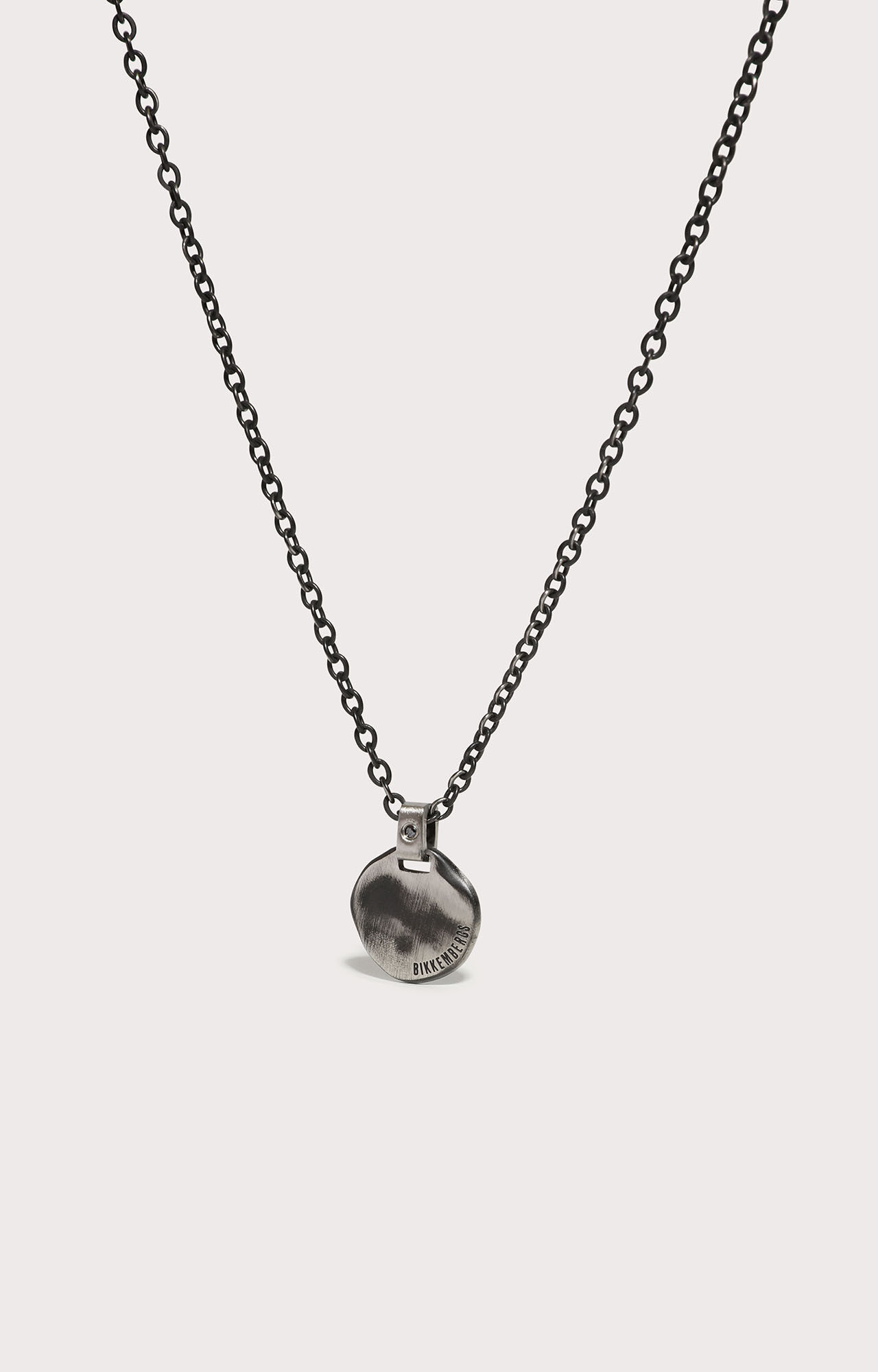 Men's Black steel necklace with logo lettering | Bikkembergs