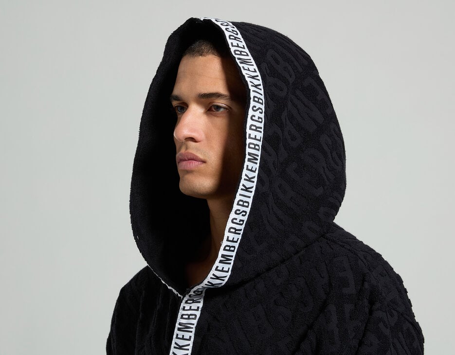 Men's robe, BLACK Men's robe, BLACK, hi-res-1
