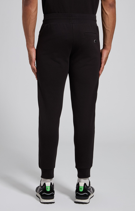 Men's black cotton sweatpants with ergonomic details, BLACK, hi-res-1