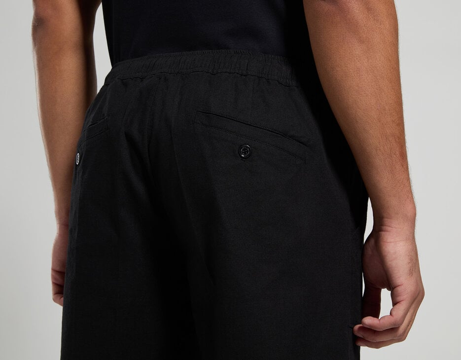 Men's linen shorts, BLACK Men's linen shorts, BLACK, hi-res-1