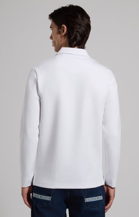 Long-sleeve polo shirt for men, WHITE Long-sleeve polo shirt for men, WHITE, hi-res-1