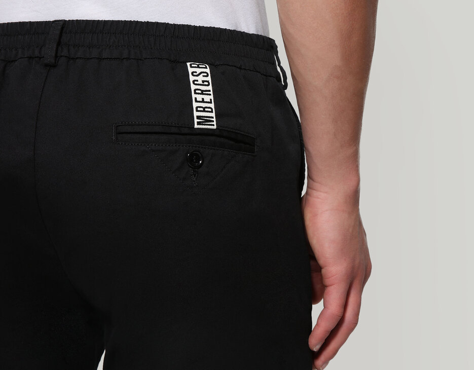 Men's pants with elastic waist, BLACK Men's pants with elastic waist, BLACK, hi-res-1