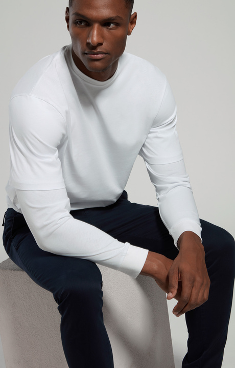 Layered effect men's T-shirt, WHITE, hi-res-1