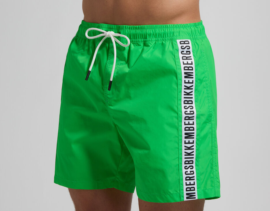 Men's swim shorts - tape insert, GREEN FLUO Men's swim shorts - tape insert, GREEN FLUO, hi-res-1