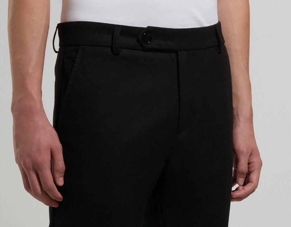 Men’s trousers in fresco wool, BLACK Men’s trousers in fresco wool, BLACK, hi-res-1
