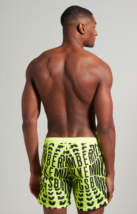 Men's boardshorts with all-over logo, YELLOW FLUO Men's boardshorts with all-over logo, YELLOW FLUO, hi-res-1