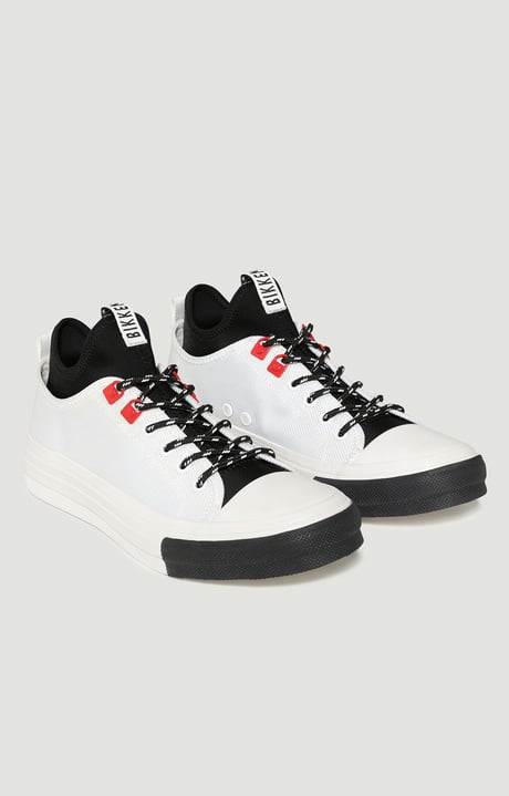 Men's sneakers in canvas with stretch insert - Amold, WHITE Men's sneakers in canvas with stretch insert - Amold, WHITE, hi-res-1